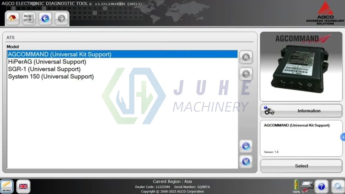 AGCO EDT diagnostic tool for FENDT tractors, harvesters and machinery fault diagnosis system